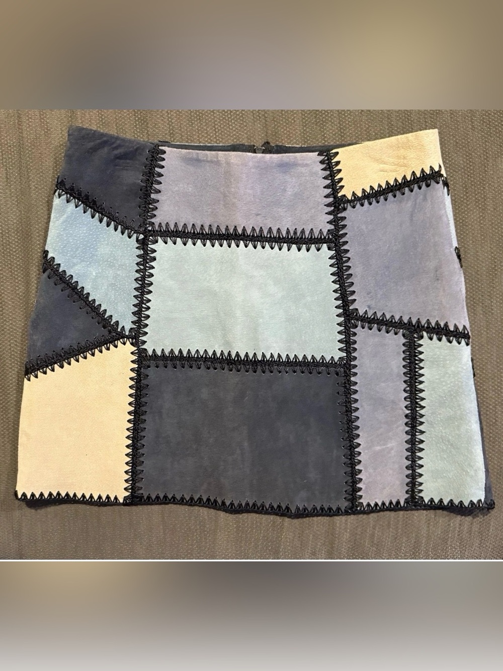 Zara Woman Multicolor Suede Patchwork Mini Skirt